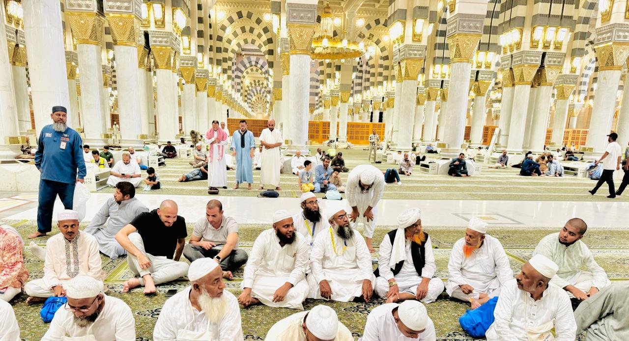 At the Prophet's Mosque before prayer